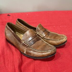 Martin Dingman brown Leather Slip-On Loafers